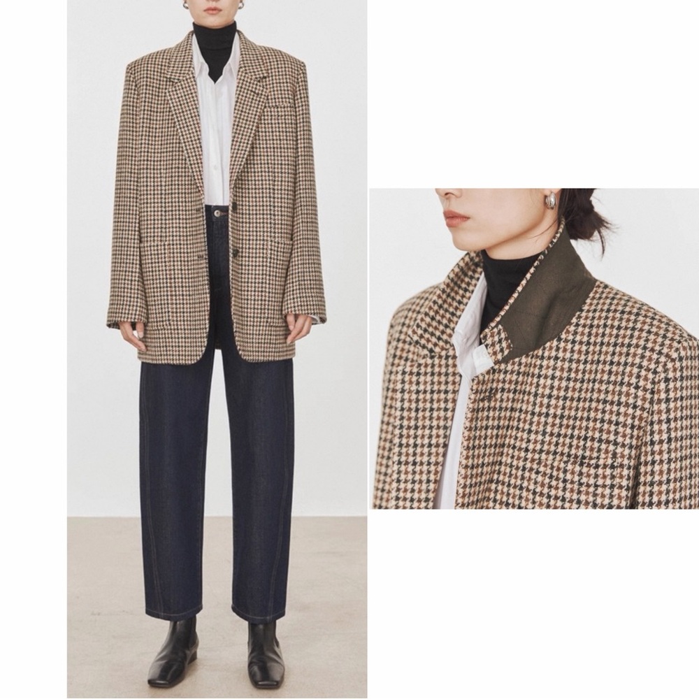 NEW Harris Tweed 100% Wool Plaid Blazer CHICJOC- Size 42 (M/L)